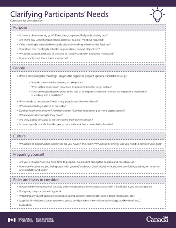 Clarifying Participants' Needs