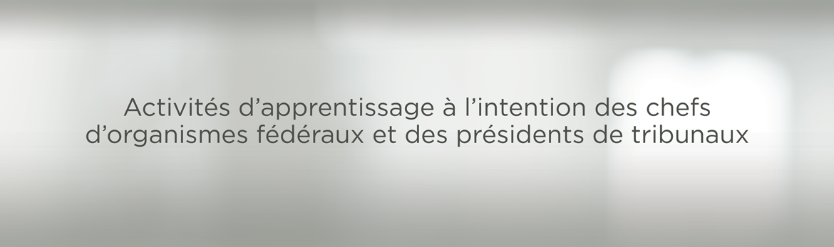 Activités d'apprentissage à l'intention des chefs d'organismes fédéraux et des présidents de tribunaux