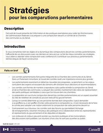 Stratégies pour les comparutions parlementaires