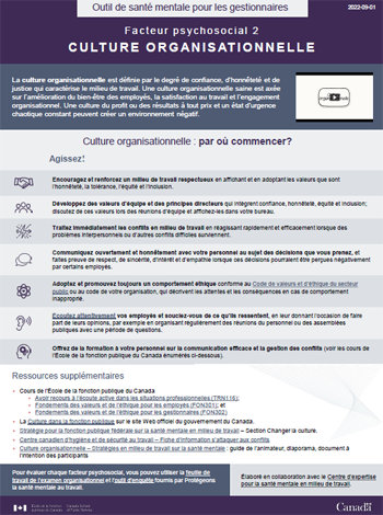 Facteur psychosocial 2 - Culture organisationnelle