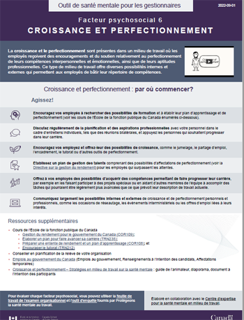 Facteur psychosocial 6 - Croissance et perfectionnement