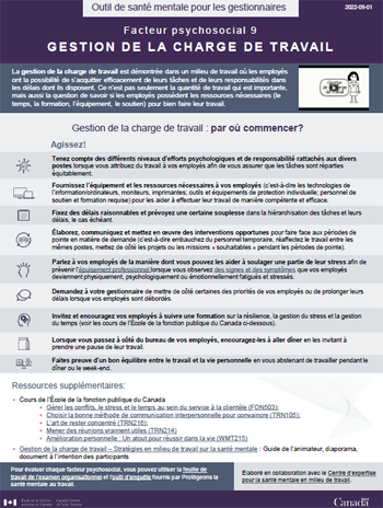 Facteur psychosocial 9 - Gestion de la charge de travail