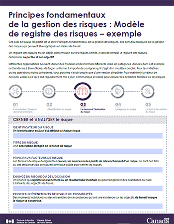 Principes fondamentaux de la gestion des risques : Modèle de registre des risques - exemple